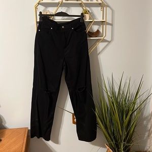 Wide Leg High Waist Distressed Jeans